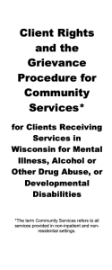 Client Rights and the Grievance Procedure for Community Services