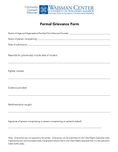 Waisman Center Formal Grievance Form